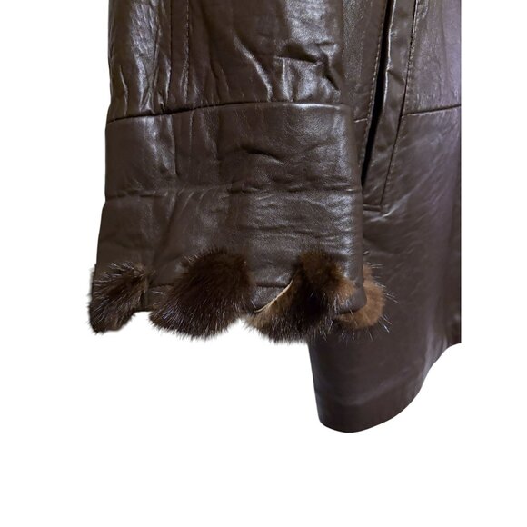 VTG Marvin Richards Leather Overcoat XL Fur Trim Oversized Hooded Butter Soft - Picture 5 of 11